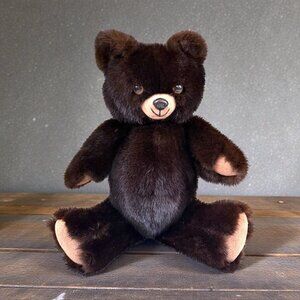 John Hubert Handmade Real Mink Teddy Bear Jointed 14” Suede Paws Collectible